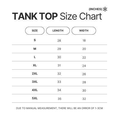 Tank Top Size Chart - Bloodborne Store